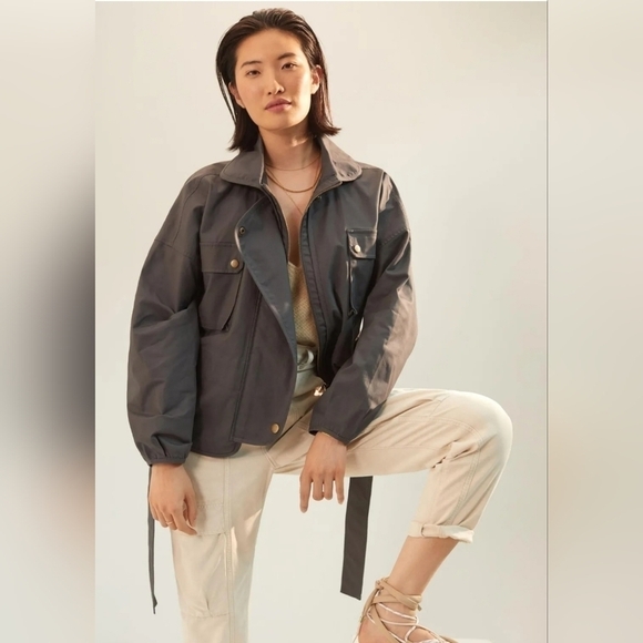 Anthropologie Jackets & Blazers - Anthropologie Mare Mare Puffed Sleeve Cropped Trench Field Cargo Utility Jacket